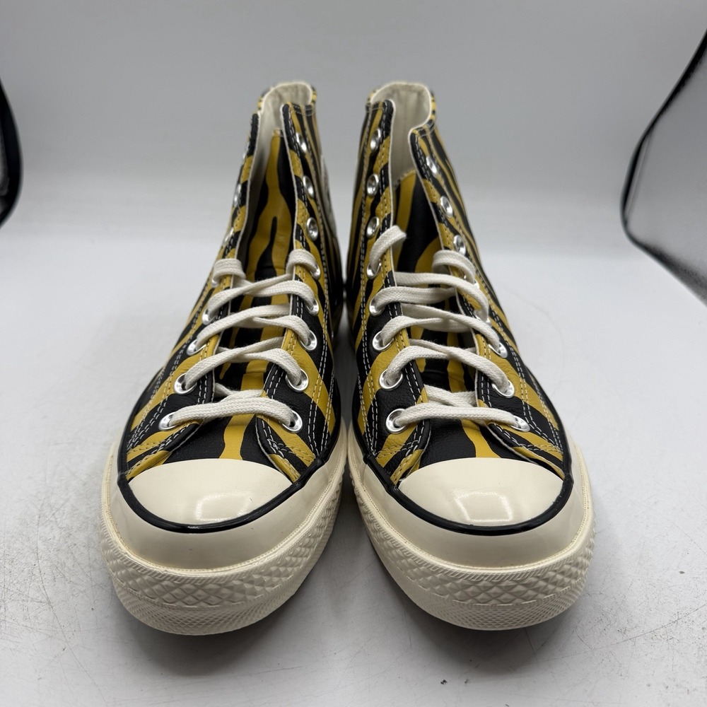 Converse Chuck 70 Hi Zebra Print Shoes Mens Sz 11.5 Leather Vivid Sulfer Yellow - Picture 4 of 11